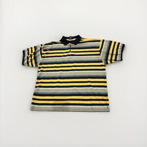 Old Skool Men's Striped Short Sleeve Shirt 3X Casual Polo Multicolor Y2K 90s